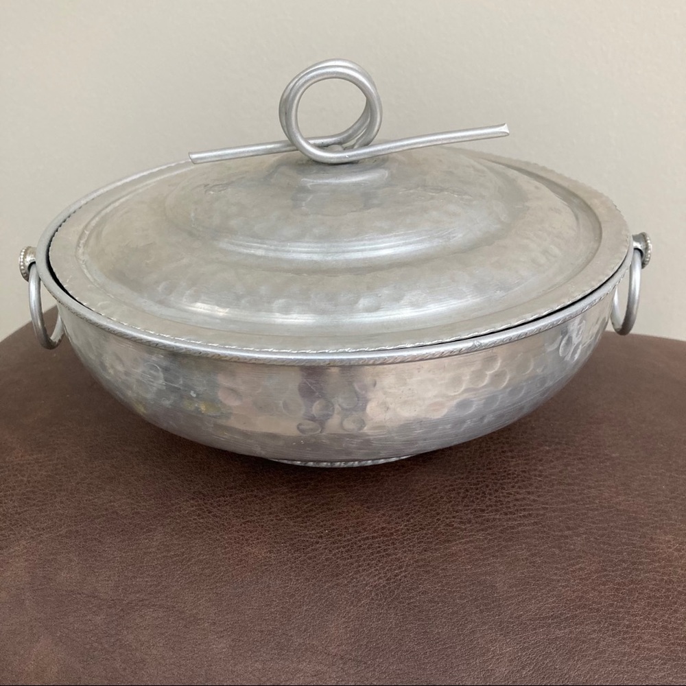 Vintage Hammered Metal Serving Dish
